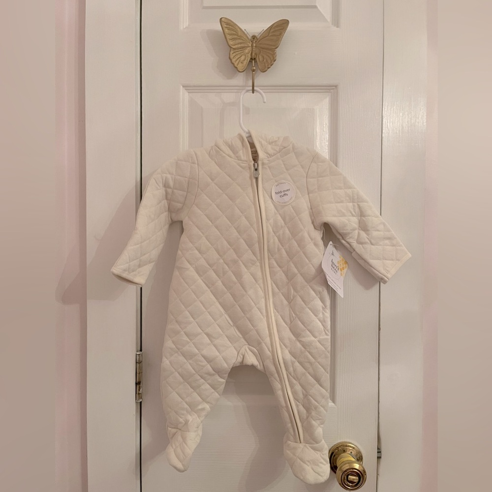 Burt’s bees baby quilted bunting Ivory foldover mitt